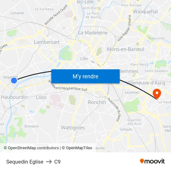 Sequedin Eglise to C9 map