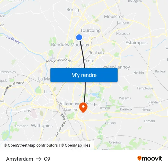 Amsterdam to C9 map