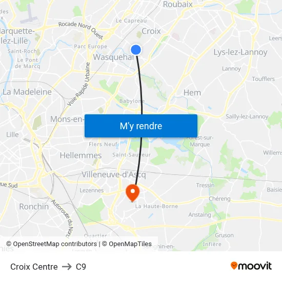 Croix Centre to C9 map