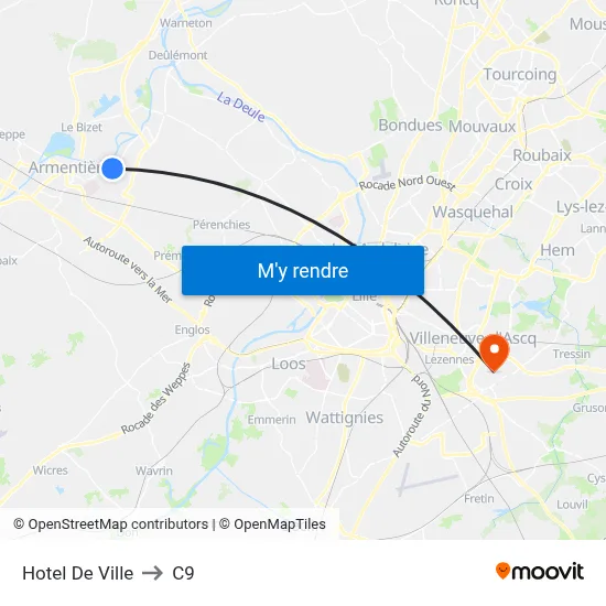 Hotel De Ville to C9 map