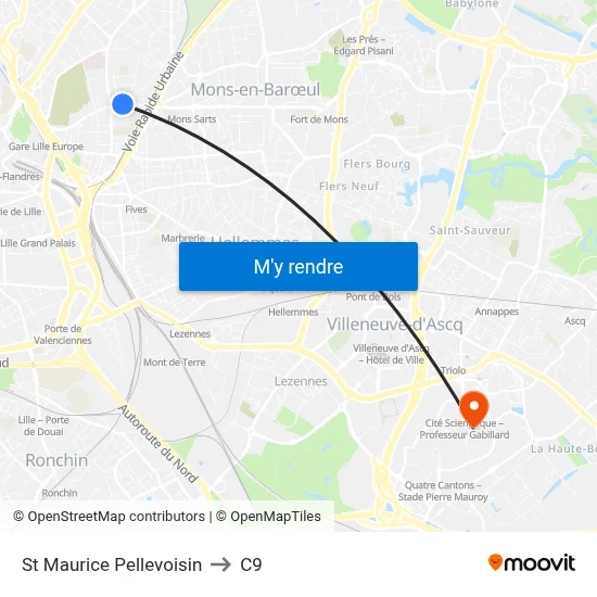 St Maurice Pellevoisin to C9 map