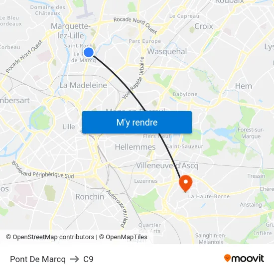 Pont De Marcq to C9 map
