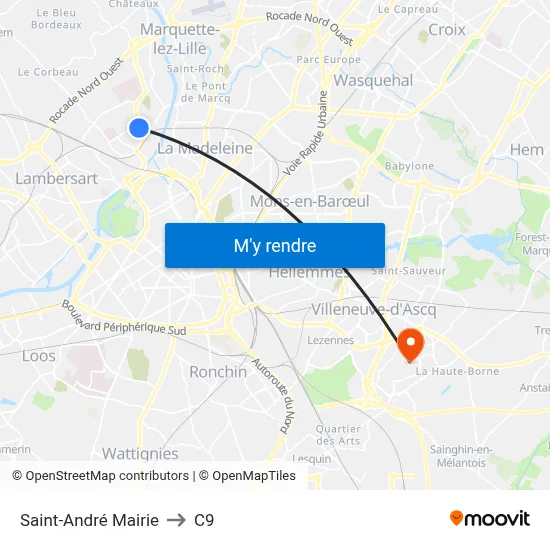 Saint-André Mairie to C9 map