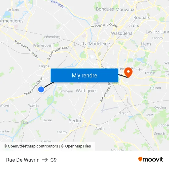 Rue De Wavrin to C9 map