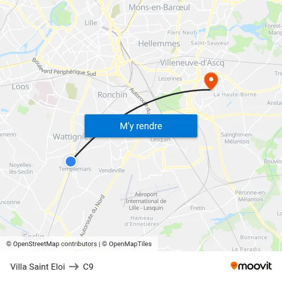 Villa Saint Eloi to C9 map