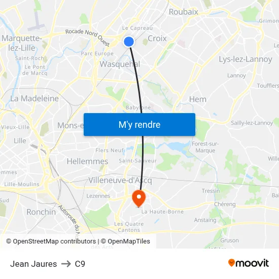 Jean Jaures to C9 map