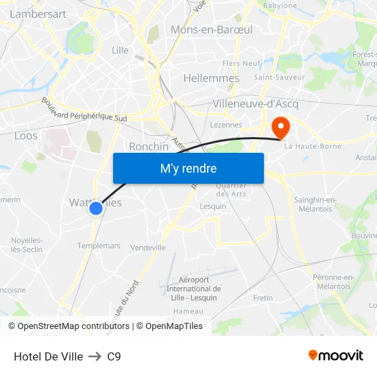 Hotel De Ville to C9 map