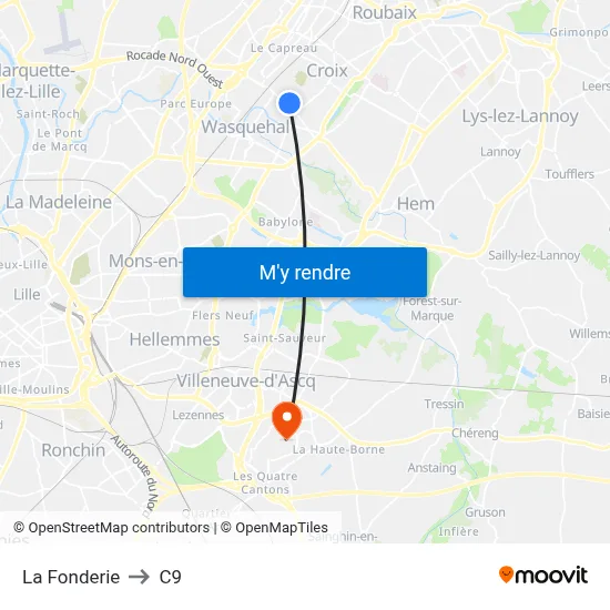 La Fonderie to C9 map