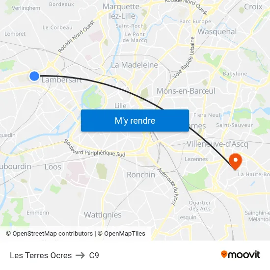 Les Terres Ocres to C9 map
