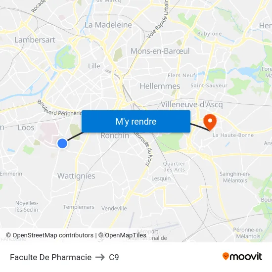 Faculte De Pharmacie to C9 map
