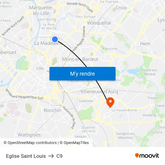 Eglise Saint Louis to C9 map