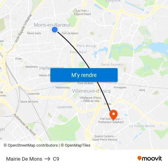Mairie De Mons to C9 map