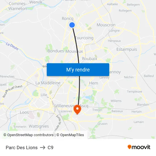 Parc Des Lions to C9 map