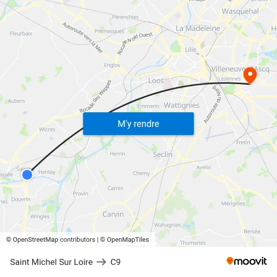 Saint Michel Sur  Loire to C9 map
