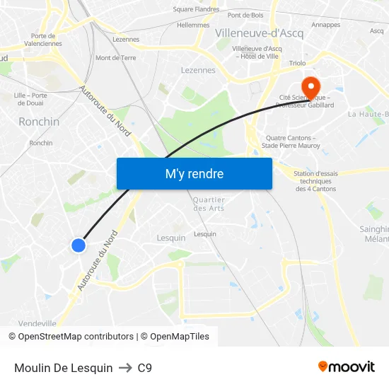 Moulin De Lesquin to C9 map