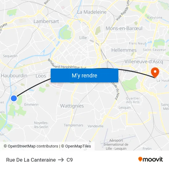 Rue De La Canteraine to C9 map