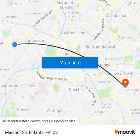 Maison Des Enfants to C9 map