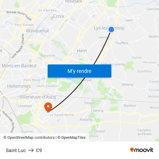Saint Luc to C9 map