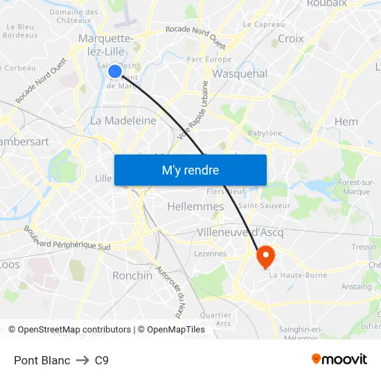 Pont Blanc to C9 map