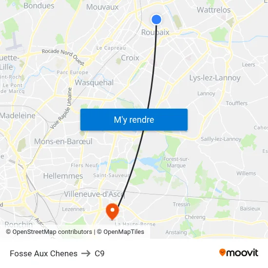 Fosse Aux Chenes to C9 map
