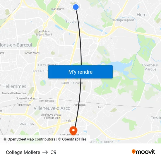 College Moliere to C9 map