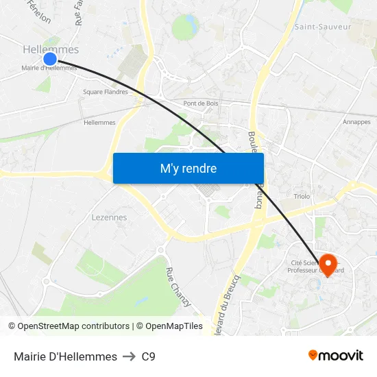 Mairie D'Hellemmes to C9 map