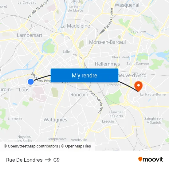Rue De Londres to C9 map