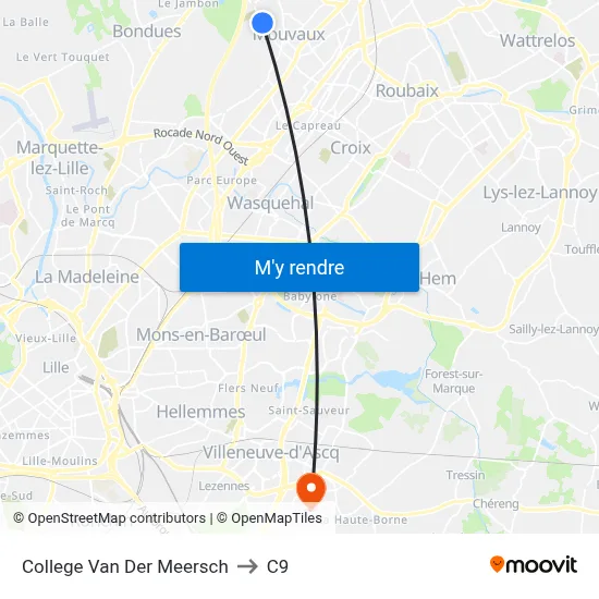 College Van Der Meersch to C9 map