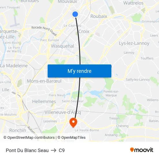 Pont Du Blanc Seau to C9 map