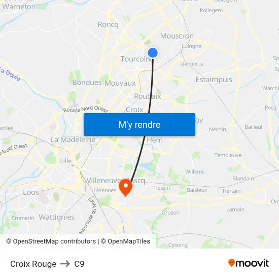 Croix Rouge to C9 map