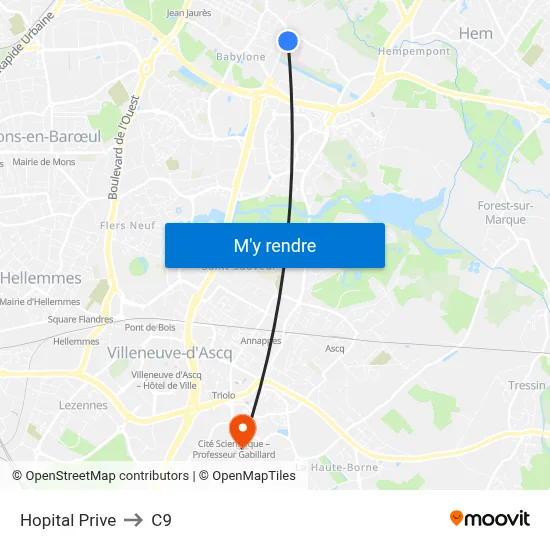 Hopital Prive to C9 map