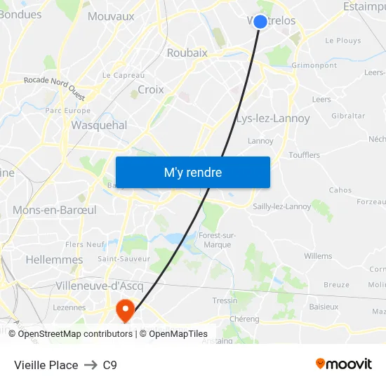 Vieille Place to C9 map