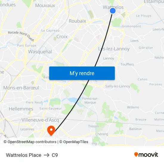 Wattrelos Place to C9 map