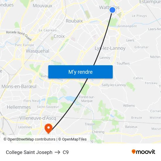 College Saint Joseph to C9 map