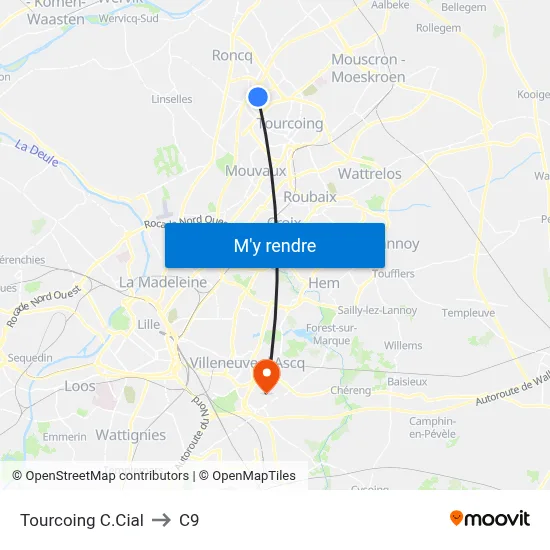 Tourcoing C.Cial to C9 map