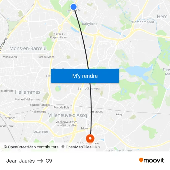 Jean Jaurès to C9 map