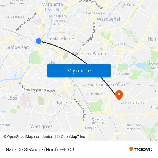 Gare De St-André (Nord) to C9 map
