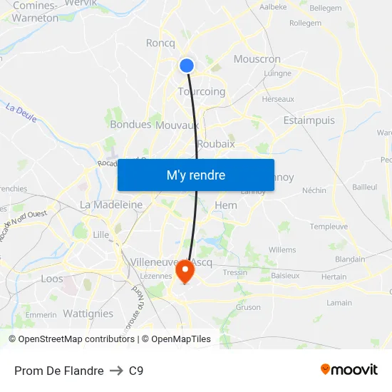 Prom De Flandre to C9 map