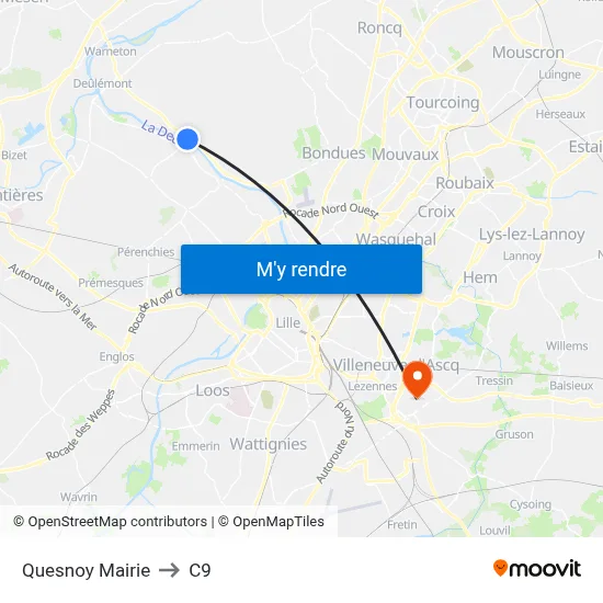 Quesnoy Mairie to C9 map