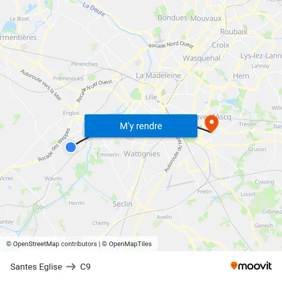Santes Eglise to C9 map