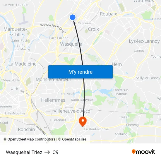 Wasquehal Triez to C9 map
