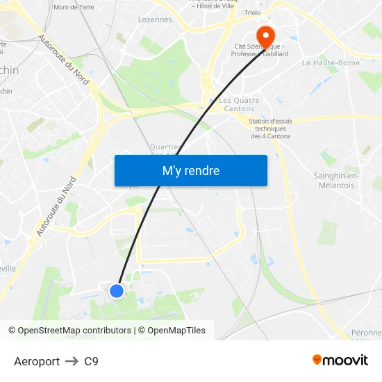 Aeroport to C9 map