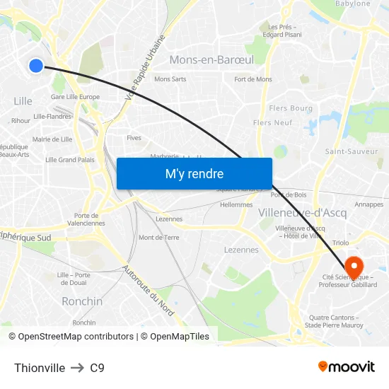 Thionville to C9 map
