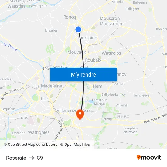Roseraie to C9 map