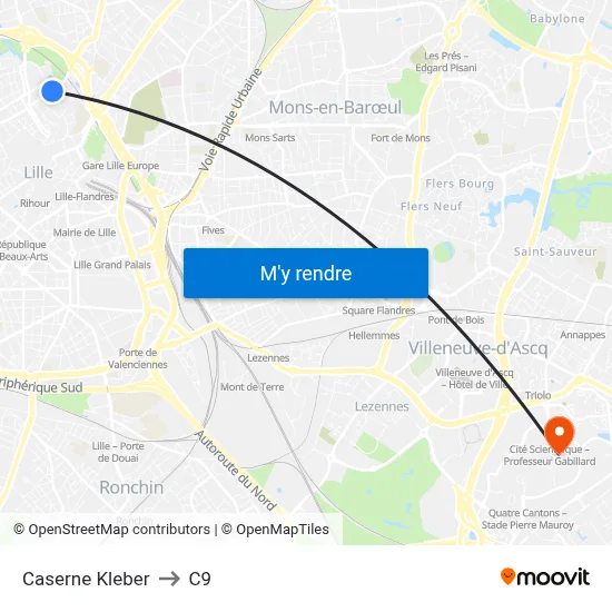 Caserne Kleber to C9 map