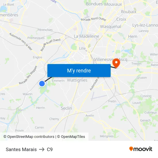 Santes Marais to C9 map