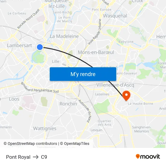 Pont Royal to C9 map