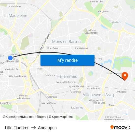 Lille Flandres to Annappes map