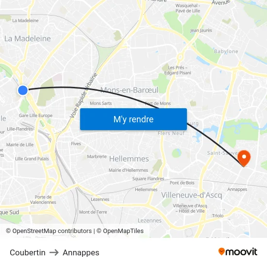 Coubertin to Annappes map