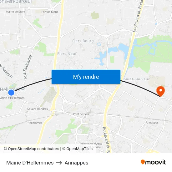 Mairie D'Hellemmes to Annappes map